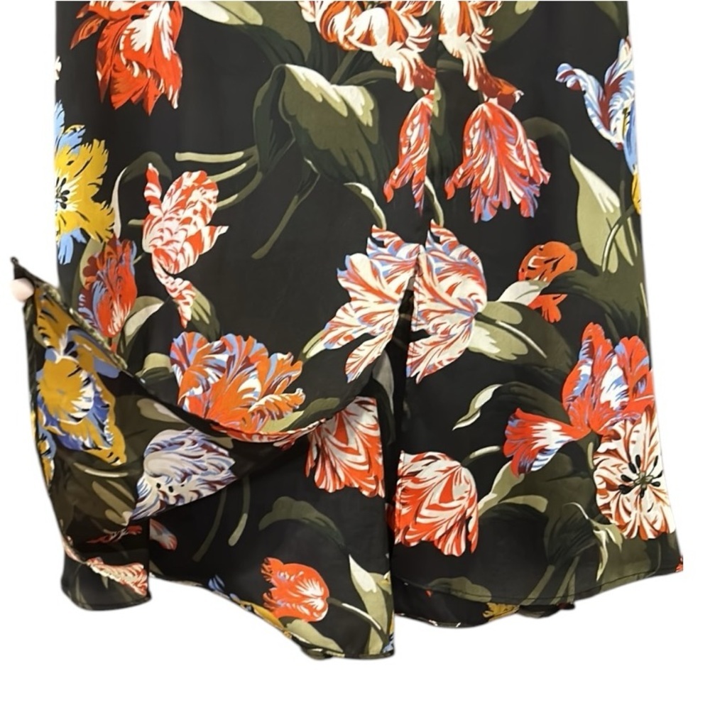 Zara Tropical Floral Patterned Asymmetrical Hem Side Zip Midi Skirt Size Medium - Picture 10 of 10